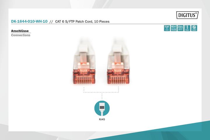 Produktbild Digitus CAT6 S-FTP Patchk.,1m, Weiss (S/FTP, CAT6, 1 m)