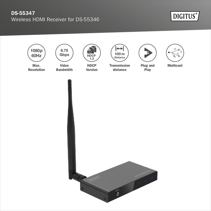 Image du produit Digitus Récepteur HDMI sans fil pour DS-55346 (100 m, HDMI 1.4a)