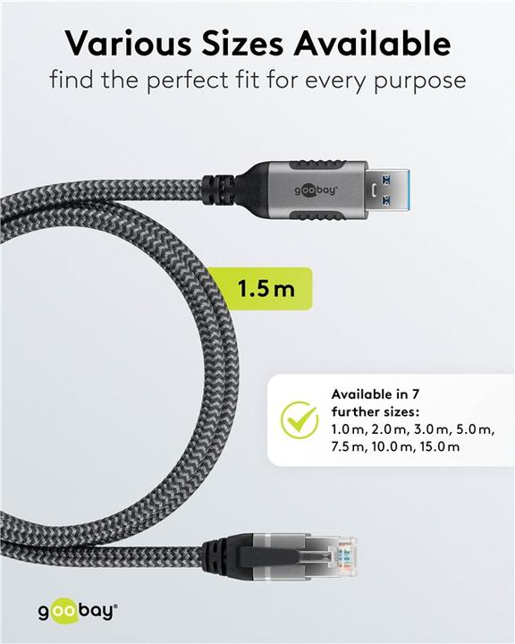 Produktbild Goobay Ethernet-Kabel USB-A auf RJ45, 1,5 m (USB 3.0, RJ45, RJ45 (1x))