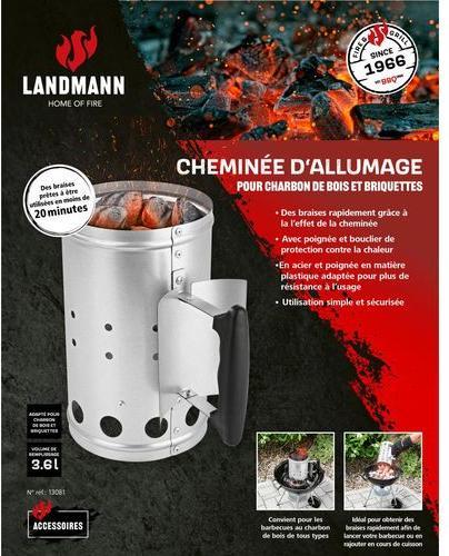 Immagine prodotto Landmann Avviatore per camino Ø 16,5 x 27 cm, acciaio inox/nero