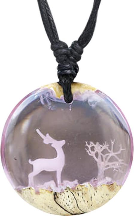 Actual product image Star Piercing Halskette schwarz Anhänger Hirsch im Schnee Epoxy lavendel aus Tamarind Holz (without brass, Organic)
