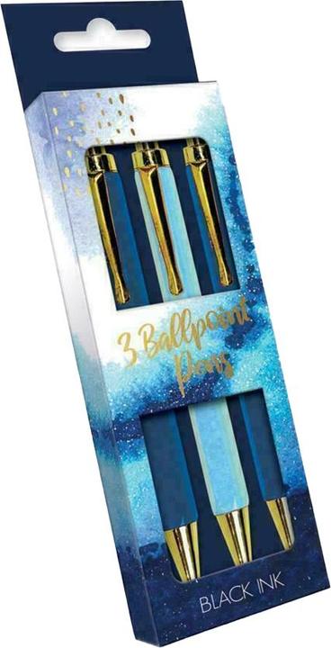 The Design Group Retractable Pen (Pack of 3) (Blue/Gold, 3 x)
