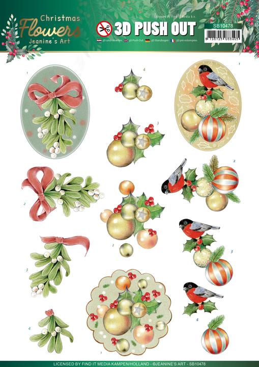 Produktbild Card Deco Essentials 3D-Stanzbogenbuch "Christmas Flowers" (16 x)