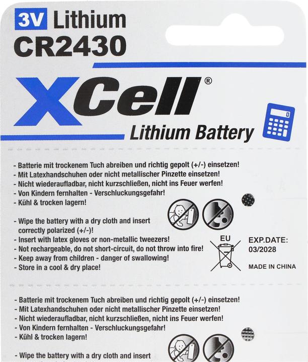Image du produit XCell Pile CR2430, lot de 5 (5 pcs, CR2430, 290 mAh)