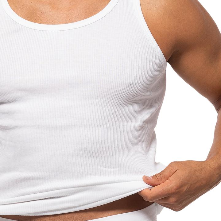 Actual product image Ammann 4 Pack Organic Cotton Double Rib Undershirt / Tank Top (M)