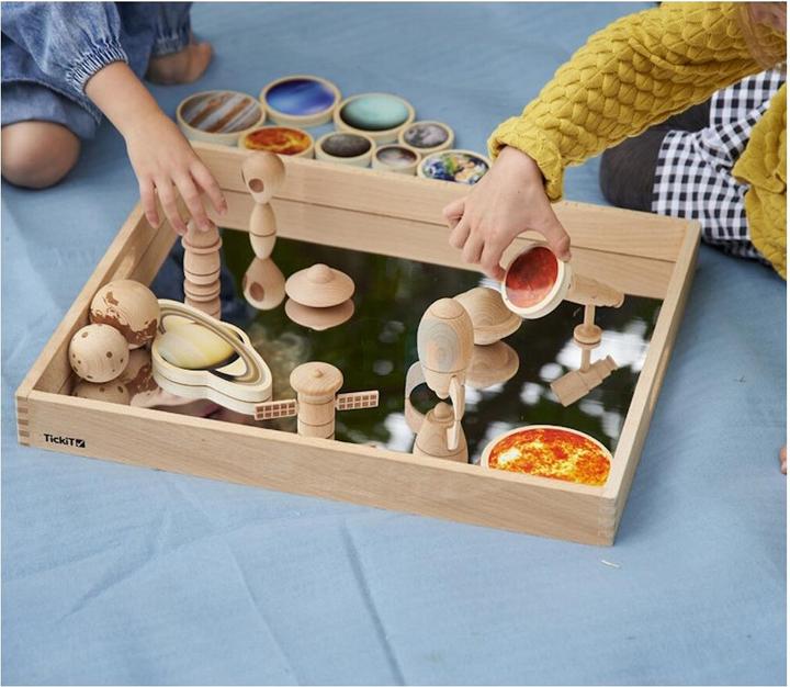 Actual product image TickiT Wooden tray box with mirror base (French, German, English, Italian)