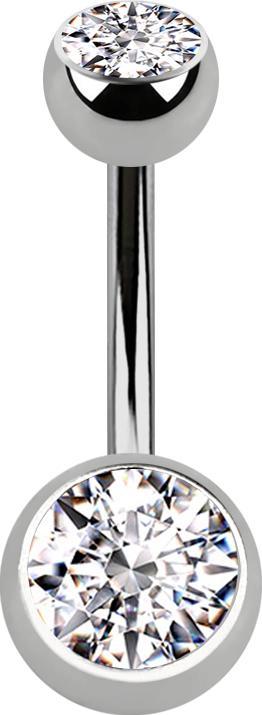 Produktbild Star Piercing Banane silber mit zwei Kugeln silber mit Kristall silber (ohne Messing, Titan G23)