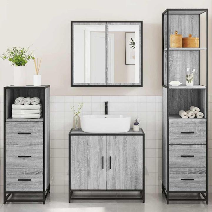 Image du produit VidaXL Ensemble de meubles de salle de bains 4 pièces Gris Sonoma Bois composite Ensemble de meubles de