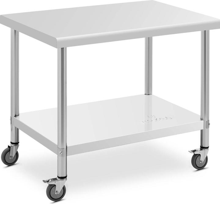 Produktbild Royal Catering Rollbarer Edelstahl Arbeitstisch Edelstahltisch Gastrotisch 70 x 100 cm 155 kg (70 cm, 100 cm)