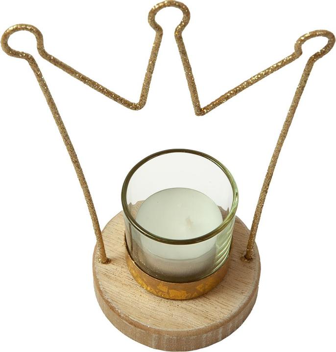 Immagine prodotto Casativo Portafiammiferi con corona in metallo, base in legno e vetro per fiaccole, 12 x 8 x 17,5 cm (1 x)