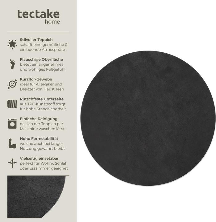 Actual product image tectake Short pile carpet Soft Zone (120 x 120 cm)