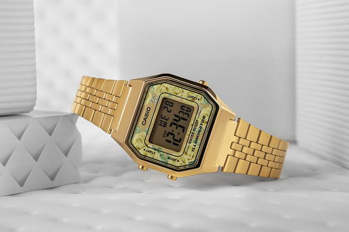 Actual product image Casio Vintage Lady Gold Flowers