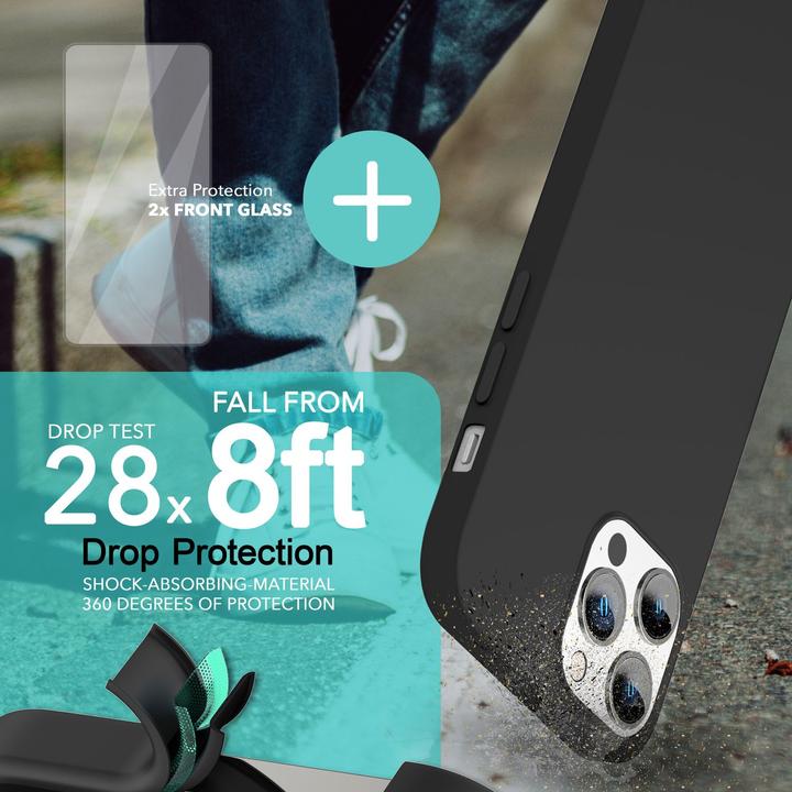 Actual product image Nalia Liquid silicone case with MagSafe function & 2x display protection glass (Apple iPhone 14 Pro)