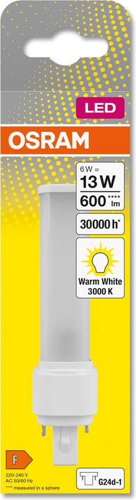 Produktbild Osram Dulux D (G24d-1, 6 W, 600 lm, 10 x, F)