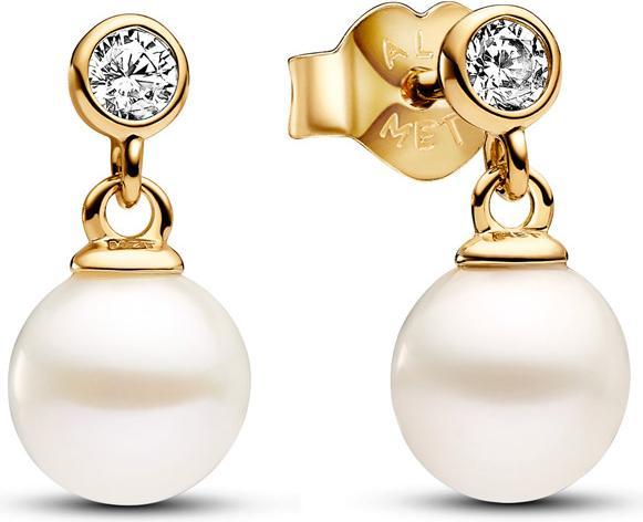 Pandora Ohrstecker Treated Freshwater Cultured Pearl & Stone Drop Vergoldet (Metall, Vergoldet)