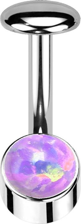 Star Piercing Threadless Labret-Stab Banane silber Zylinder silber Opal violett (Titan G23)