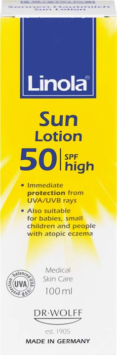 Immagine prodotto Dr. Wolff Linola Latte solare per la pelle SPF 50, 100 ml Lozione (Latte solare, SPF 50, 100 ml)