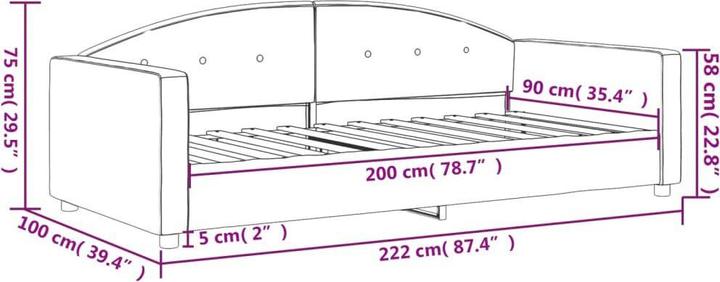 Produktbild VidaXL Tagesbett Gästebett Bettsofa Schlafsofa ohne Matratze 90x200cm Samt (Bettsofa)