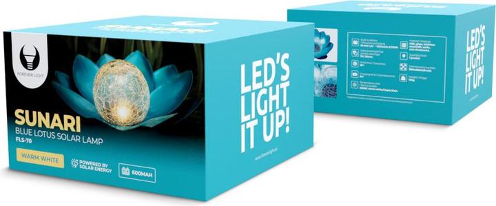 Produktbild Forever Light SUNARI Solarlampe LED FLS-70 Lotusblume Blau 3000K 600mAh Ni-MH (3000 lm, IP6X)