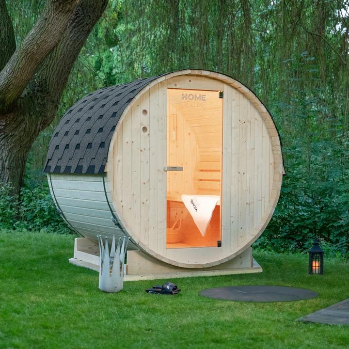 Actual product image Home Deluxe Outdoor sauna barrel sauna AQUILA L- 195 x 180 cm for 4 persons - sauna with 6kW heater