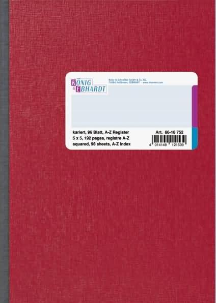 Actual product image König & Ebhardt Index book DIN A5 squared 70g/m² 96 sheets (A5, Checked)