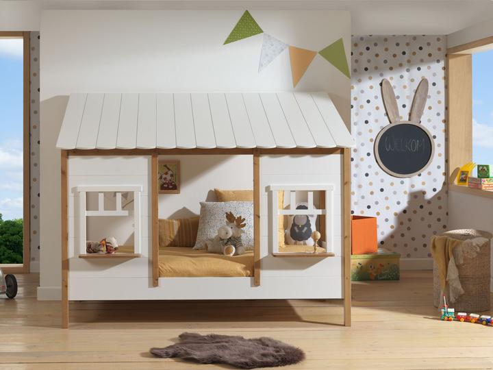 Image du produit Vipack Lit d'appoint avec toit en pin, coffre de rangement inclus (90 x 200 cm)