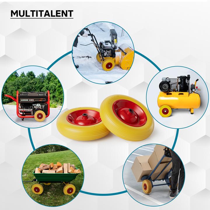 Produktbild Wiltec Schubkarren PU Rad 3.50-8 130kg Vollgummi Polyurethan Reifen pannensicher