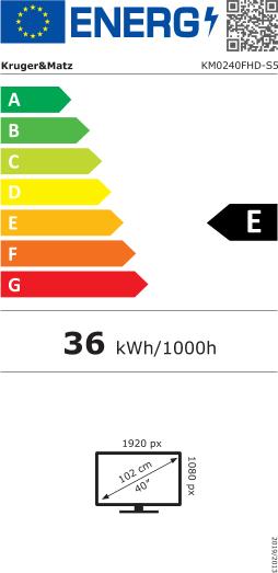 Label énergétique Krüger&Matz KM0240FHD-S5 (40", S5, LED, Full HD, 2022)
