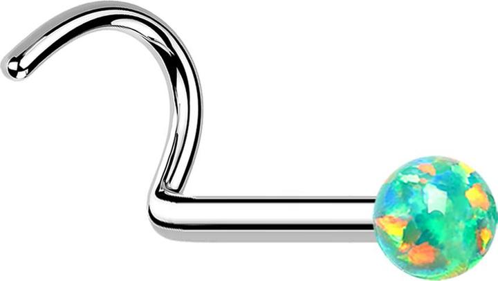 Immagine prodotto Star Piercing Perno nasale curvo in argento con verde opale (Acciaio chirurgico 316L, senza ottone)