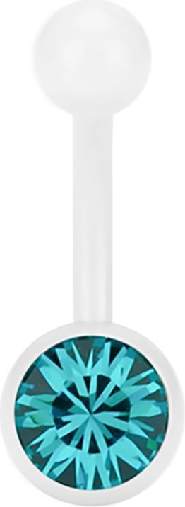 Produktbild Star Piercing Banane Pure White mit Swarovski Kristallkugel türkis (ohne Messing, Chirurgenstahl 316L)