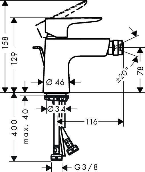 Actual product image hansgrohe Talis E bidet mixer, brushed black chrome