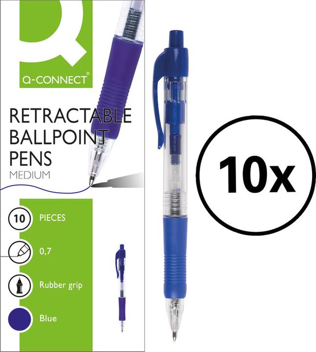 Image du produit Q-Connect Stylo à bille rétractable (Bleu, 10 x)