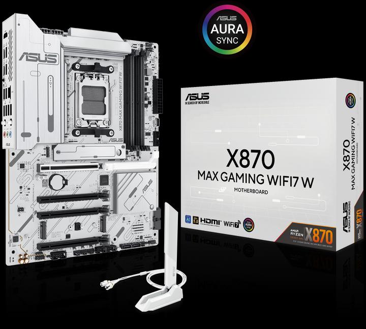 Produktbild ASUS MB AMD AM5 X870 MAX GAMING WIFI7 White (AM5, AMD X870, ATX)