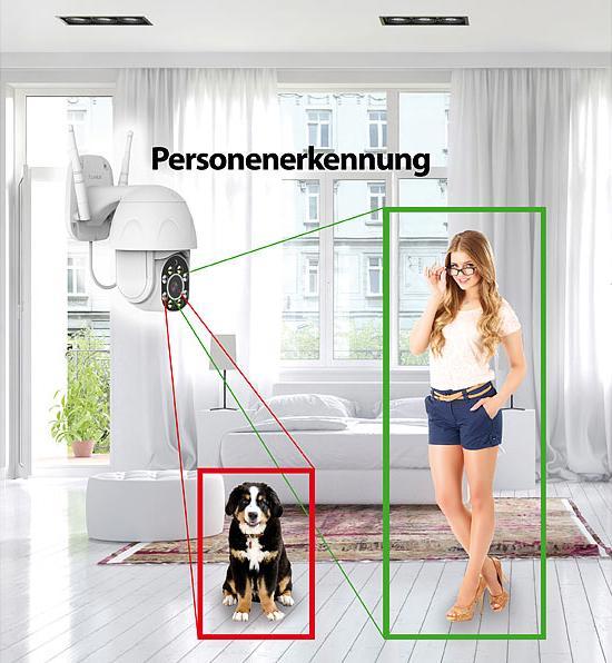 Produktbild 7links Pan-Tilt-Überwachungskamera mit Full-HD, 87-dB-Sirene, Nachtsicht, LAN