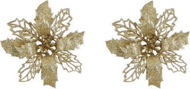 Christmas Gifts Clip poinsettia gold 2pc