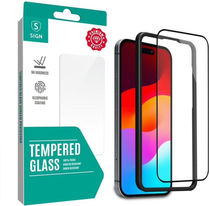 Actual product image SIGN Full Screen Protector in Tempered Glass for iPhone 16 Plus with Mounting Frame (Apple iPhone 16 Plus)