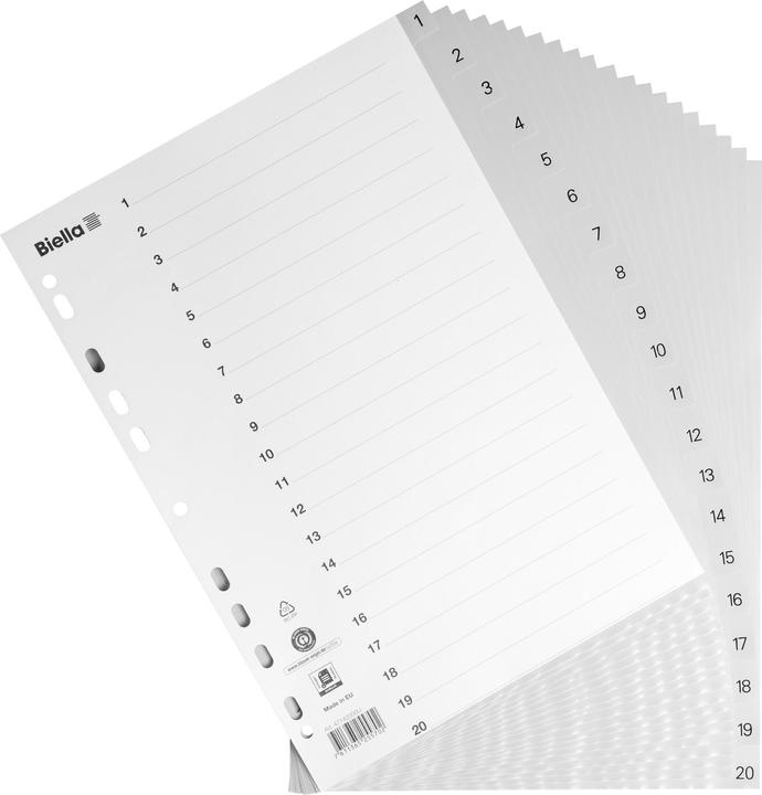 Image du produit Biella Index en taille réelle en PP, gris clair, avec feuille d'index