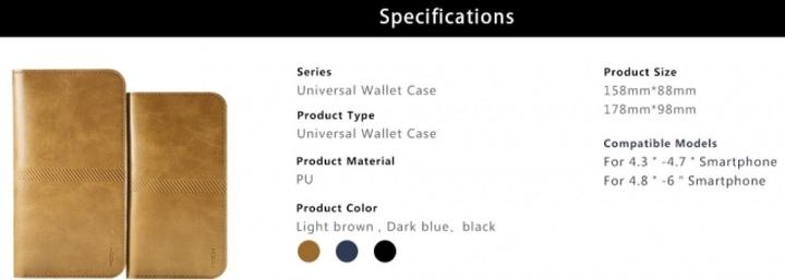 Image du produit Rock Housse universelle en cuir pour smartphone 4.3 - 4.8 (Apple iPhone 8)
