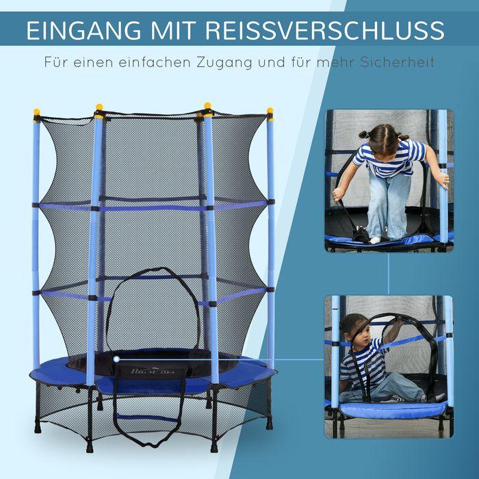 Produktbild Swisshandel24 Kinder Trampolin Ø140 cm, Trampolin für Kinder 3-10 Jahre, Gartentrampolin, blau (140 cm)