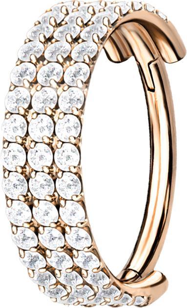 Produktbild Star Piercing Micro Segmentring klappbar rosegold drei linien mit Kristallen (ohne Messing, Titan G23)