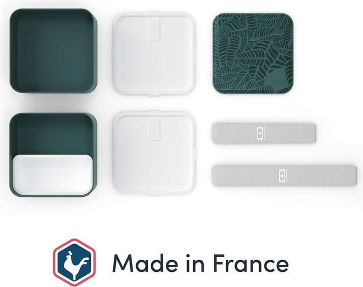 Actual product image Monbento Large Bento Box MB Square Jungle with Compartments Made in France - Leakproof Lunch Box for Work/Sch