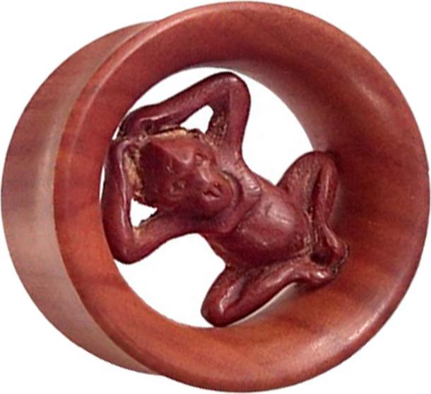 Actual product image Star Piercing Flared Tunnel Monkey from Sawo Wood (without brass, Organic)