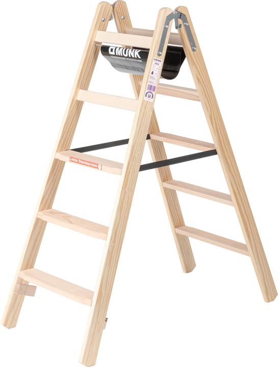 Image du produit Munk Escabeau en bois, accès double face, 2 x 5 marches, hauteur de travail 2700 mm. (Échelle deux plans, 138.50 cm)