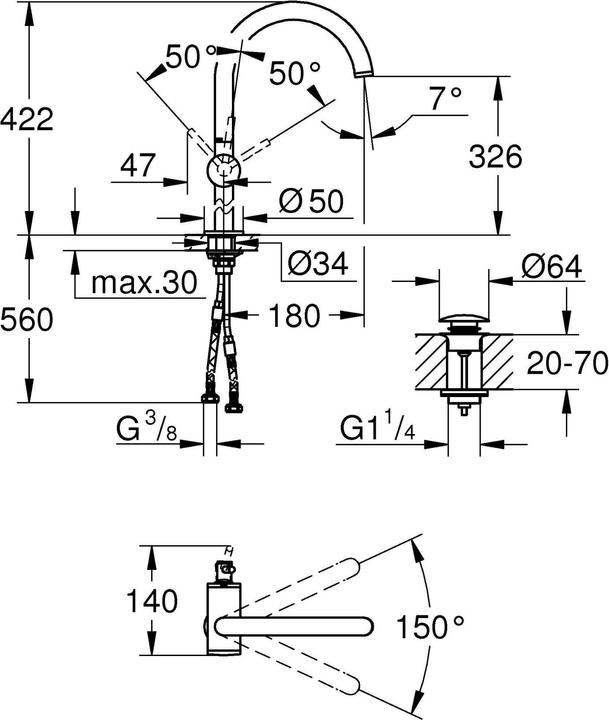 Produktbild Grohe Atrio Einhand-Waschtischbatterie XL-Size