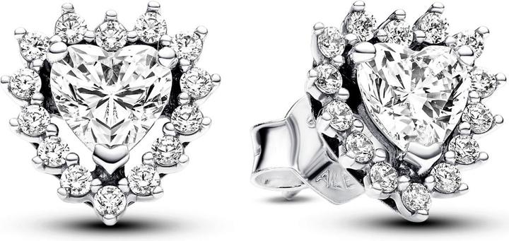 Pandora Heart sterling silver stud earrings with clear cubic zirconia Ohrstecker (Silber 925)