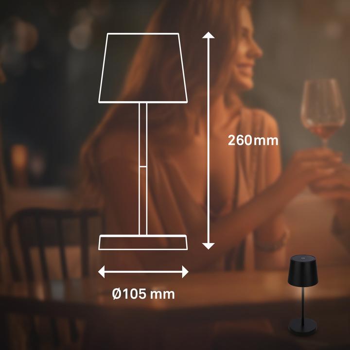Actual product image Briloner Battery LED table lamp, black, 1xLED module/2.6W (150 lm)