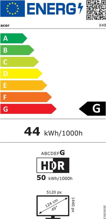 Energie-Label Acer Predator X49 (5120 x 1440 Pixel, 49")