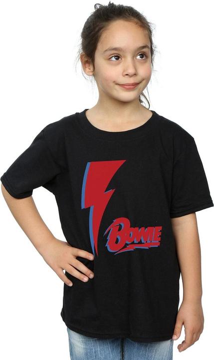 Actual product image David Bowie Girls Red Bolt Cotton T-Shirt (152, 158)