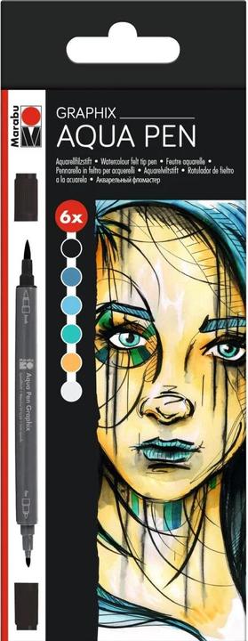 Image du produit Marabu Feutre de coloriage Aqua Pen Graphix Metropolitan, 6 pièces (Multicolore, 6 x)