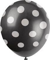 Immagine prodotto Unique Palloncini neri con pois bianchi